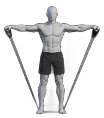 Side arm raise with a band, end position