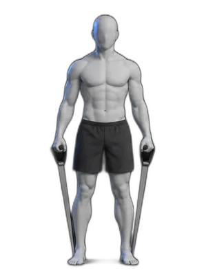 Side arm raise with a band, start position