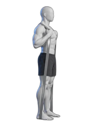 Squats with a band, start position