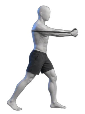 Chest press with a band, end position