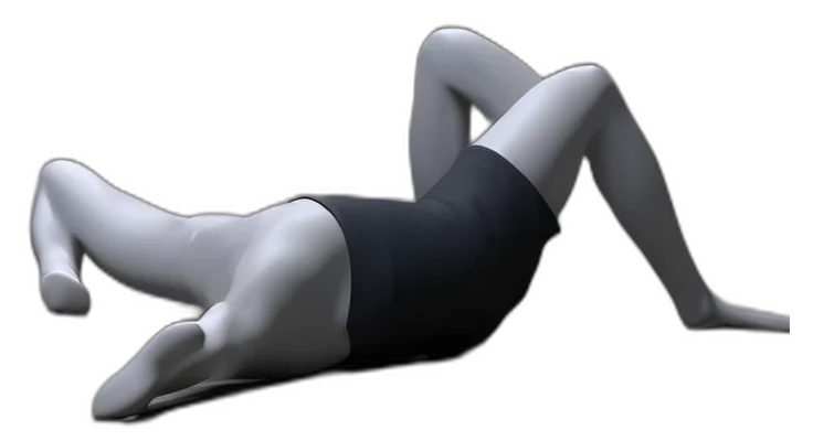Marching lying down, end position