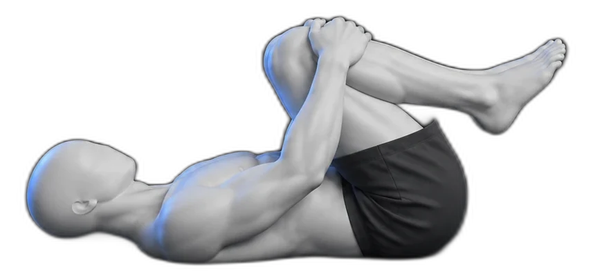 Knees to chest stretch, hold position