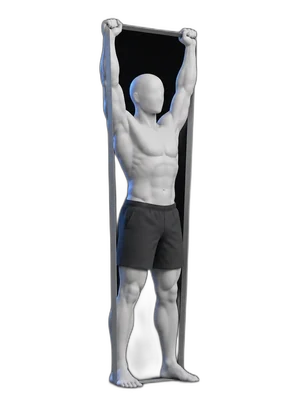 Overhead press with a band, end position