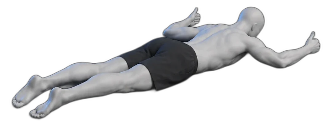 W raises on your stomach, start position