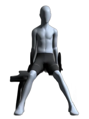 Seated knee press-outs with a band, end position