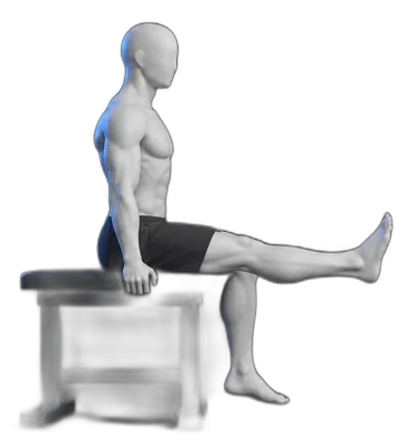 Seated knee straightening, end position