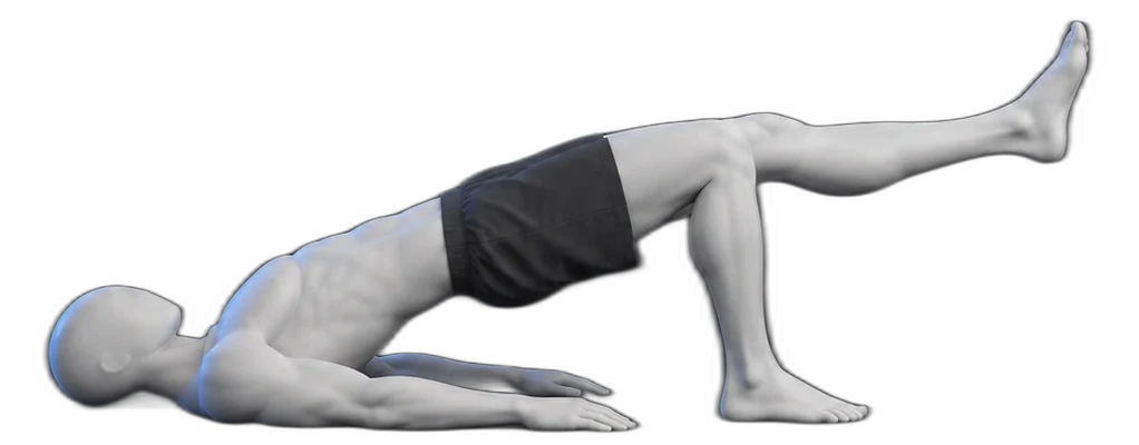 Single leg bridge, end position
