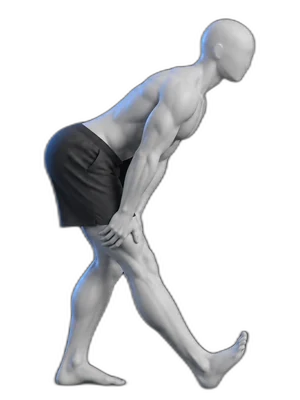 Hamstring stretch with heel up, hold position