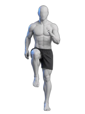 Marching in place, end position