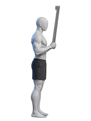 Elbow straightening with a band, start position